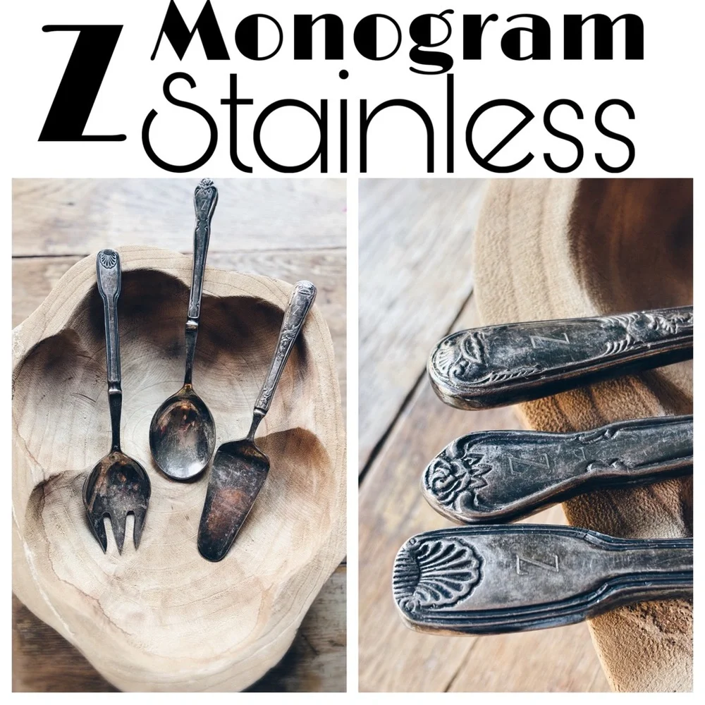 Vintage 3-Piece Stainless Serving Set Monogram Z Pie Server Spoon Fork